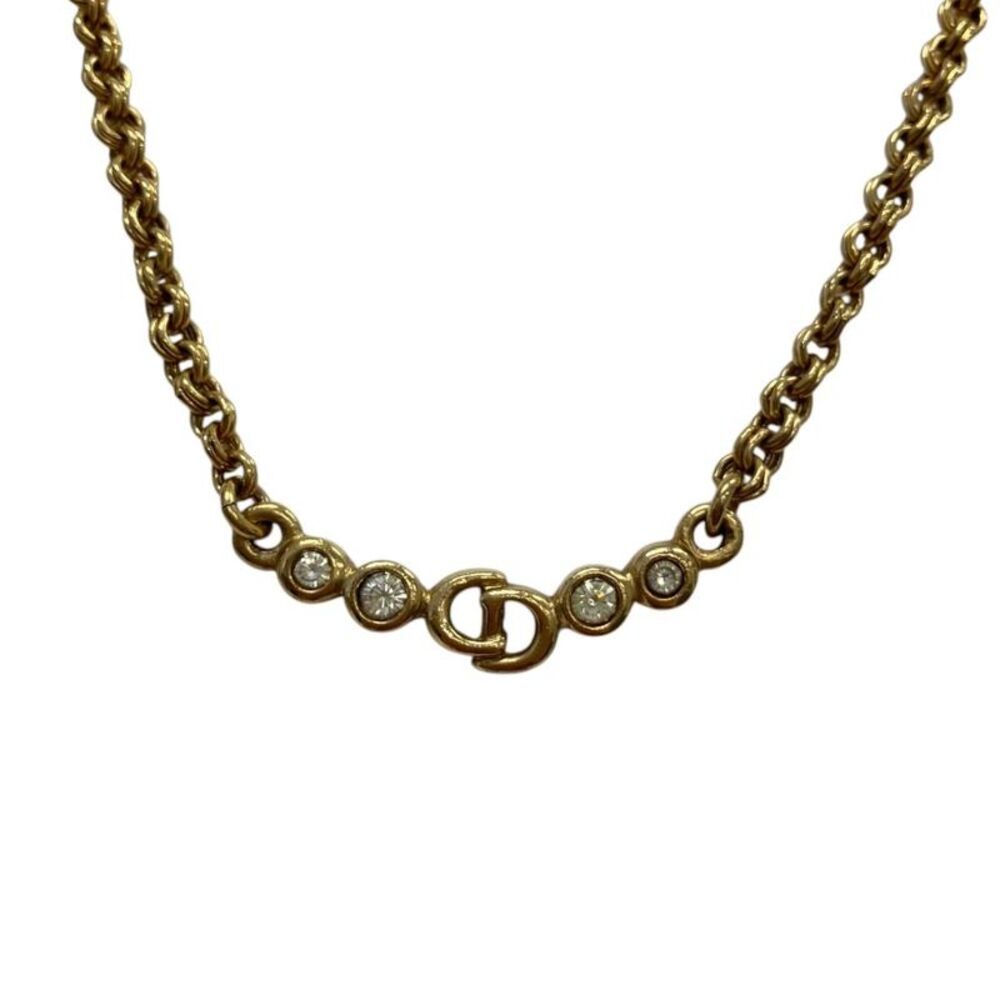 Christian Dior Rhinestone CD Logo Necklace